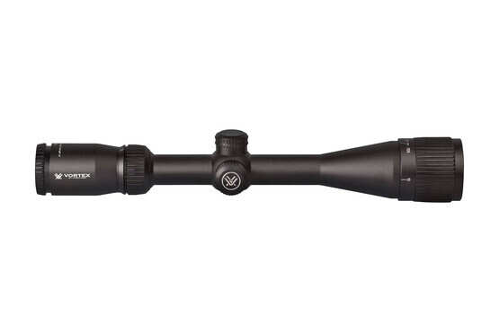 The Vortex Optics Crossfire 2 4-12x40 scope features an adjustable objective lens for optimal focus and clarity